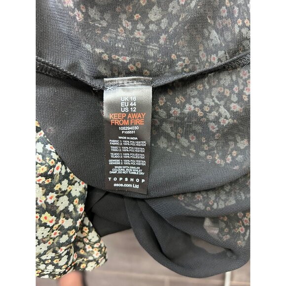 Topshop Floral Print Dress With Lace Trim US 12 Lightweight & Comfy - Picture 5 of 7